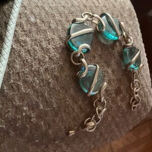 Chic Silver and Blue Bracelet